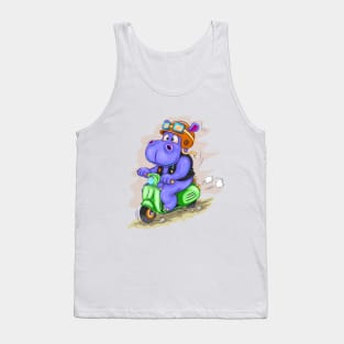 Cartoon hippo motorcyclist Tank Top